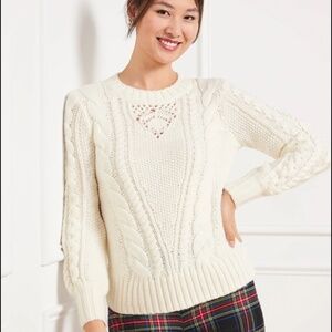 $129 Talbots Wool Cable Knitted Sweater Patterns Size S Women’s